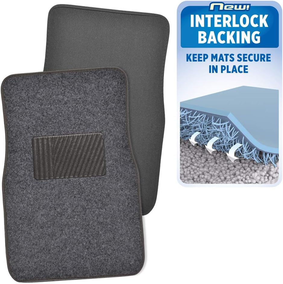 Motor Trend Premium Inter-Lock Backing Carpet Car Floor Mats - Front & Rear, Thick & Durable Auto Protection, Fits Most Cars Truck SUV Coupe Sedan