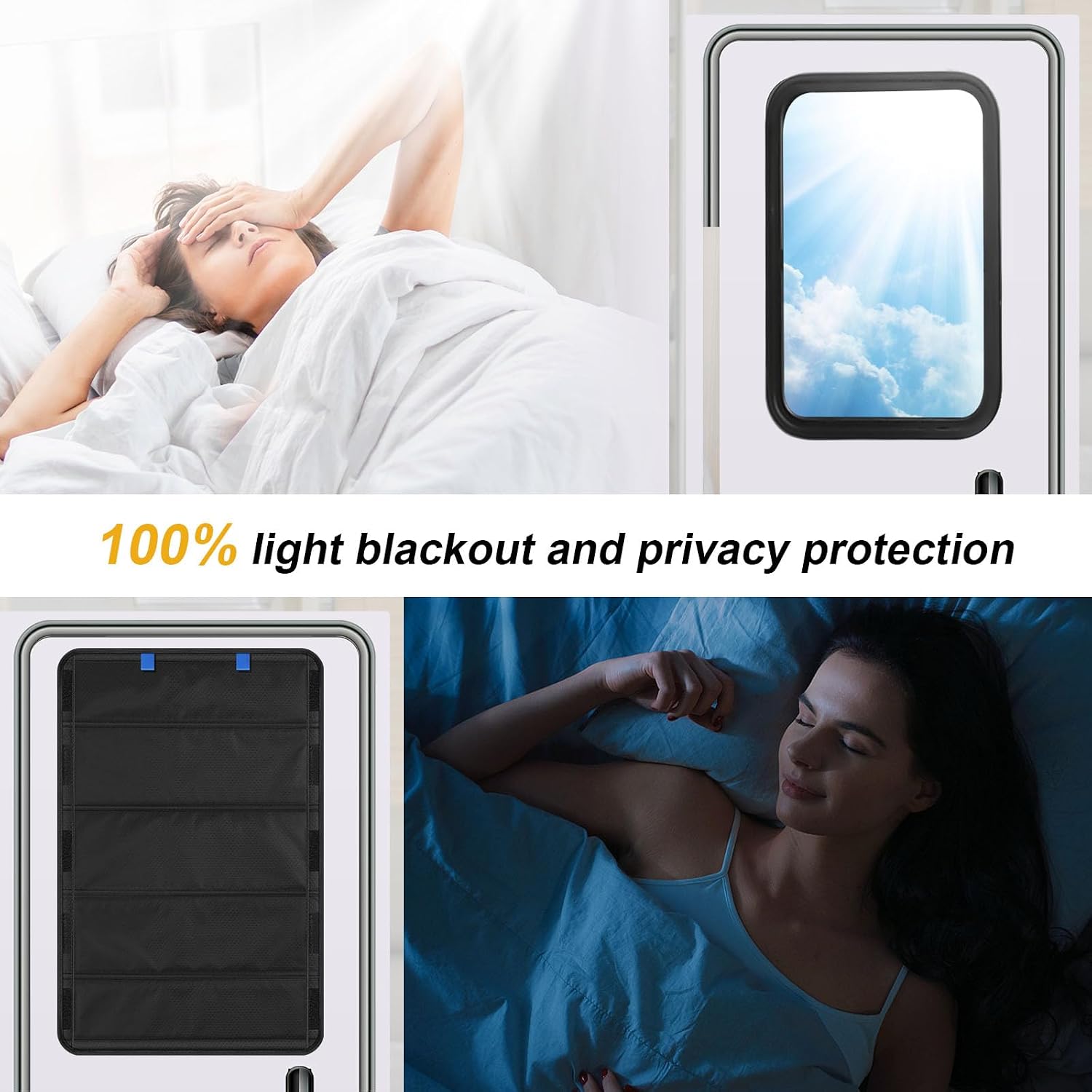 RV Door Window Shade, Foldable Velcro Window Cover, 25 x 16 Inches, Waterproof Oxford Fabric UV Rays Protection Door Window Cover with Storage Bag, RV Accessories for Travel Trailers, Campers