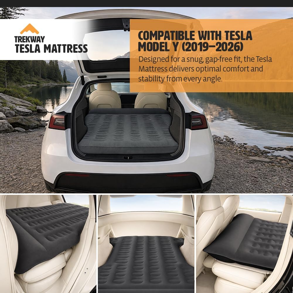 Offroading Gear Tesla Model Y Inflatable Air Mattress | 2019-2026 | Extra Thick 9" | Car Camping Bed for Two Adults | Tesla Accessories | Trekway