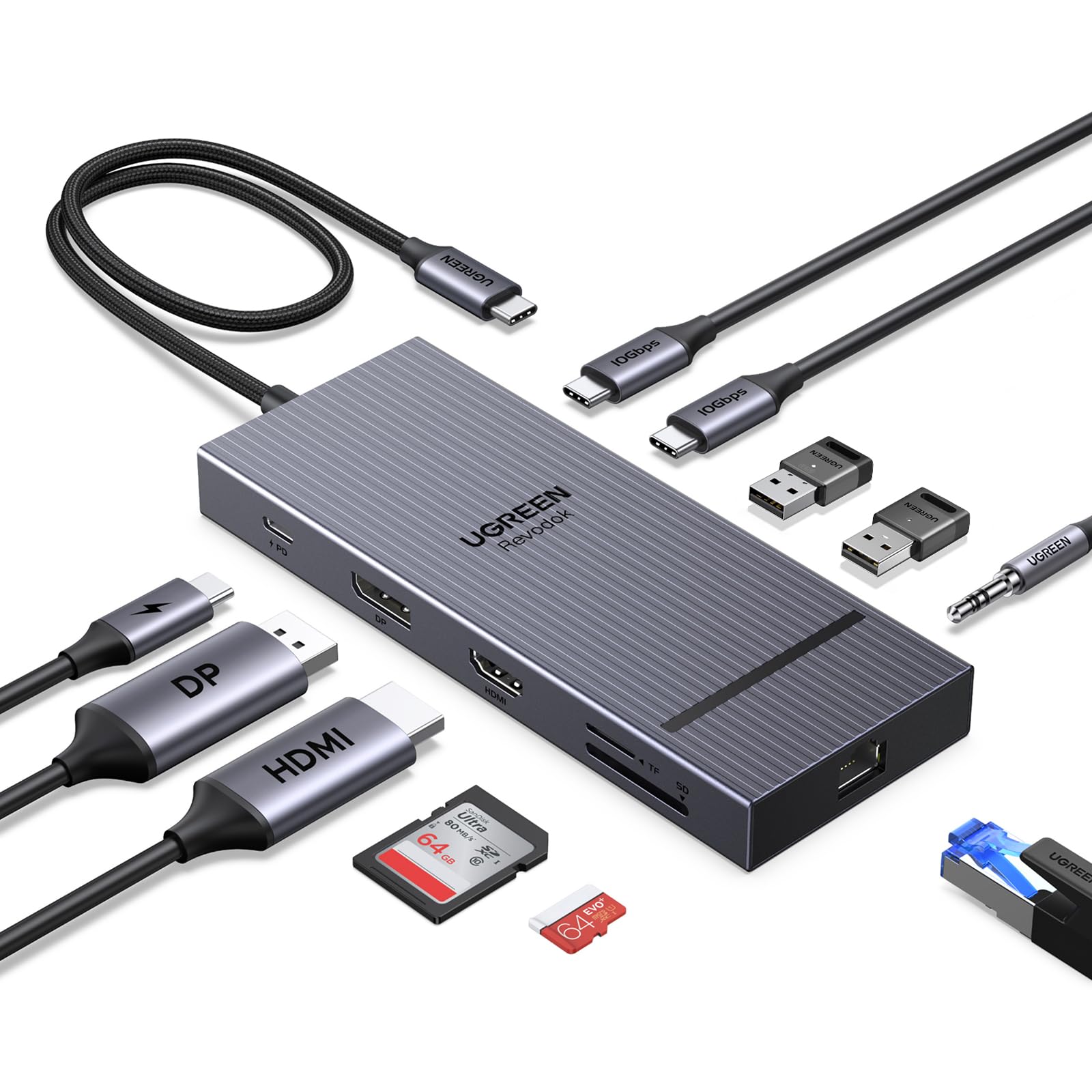 UGREEN Docking Station Dual Monitor with 4K@120Hz DisplayPort, 4K@60Hz HDMI