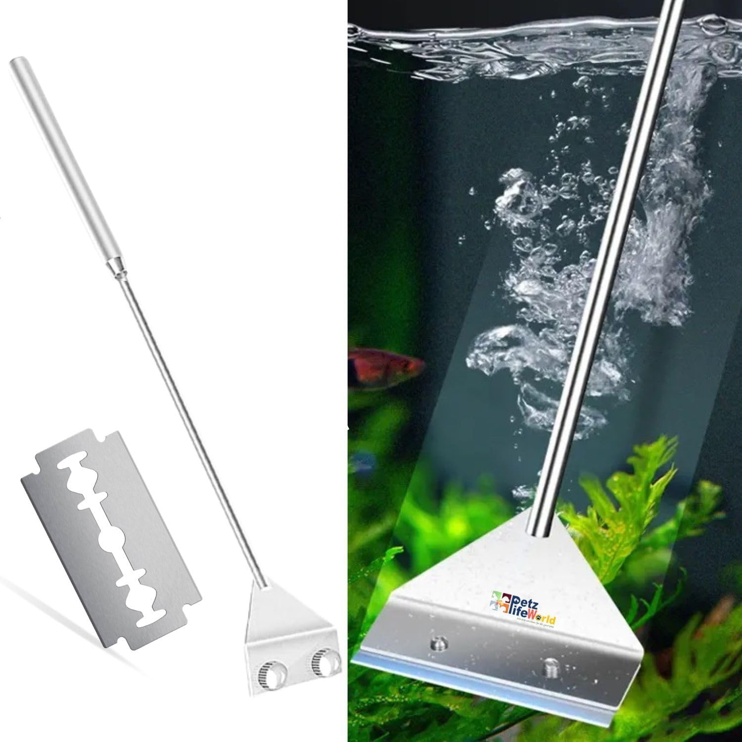 VAYINATO® Stainless Steel 45cm Long Handle Algae Scrapper with Stainless Steel Blade for Aquarium Fish Tank by Petzlifeworld-image-12