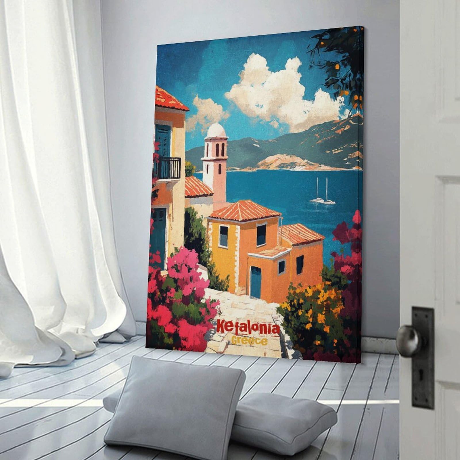 Junmoney Kefalonia Greece Travel Decorative Wall Artwork 20x30inch(50x75cm), for New Homes, Bedrooms Or Workspaces, A Wall Art Gift for Fresh Interiors