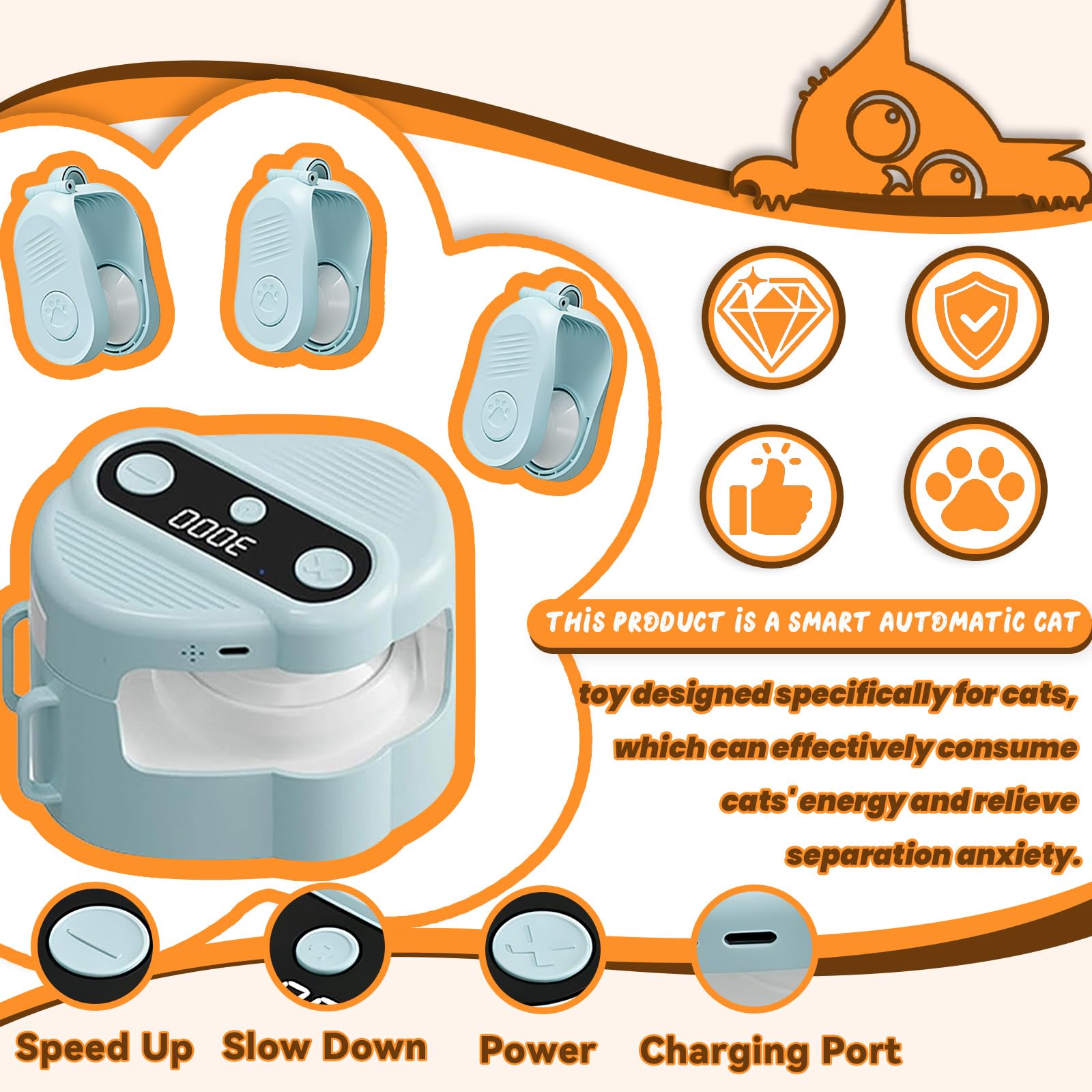 Jouet Chat, Jouets pour Chat avec Télécommande Jouet Interactif pour Chats D’intérieur avec Chargement USB-C Jouet de Chasse Stimulant Électrique pour Chats et Chatons