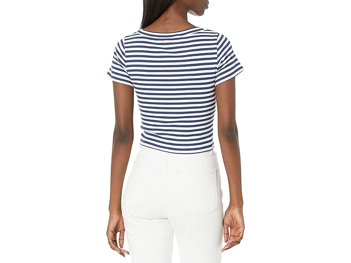 Brightside V-Neck Crop Tee in Stripe - Image 1