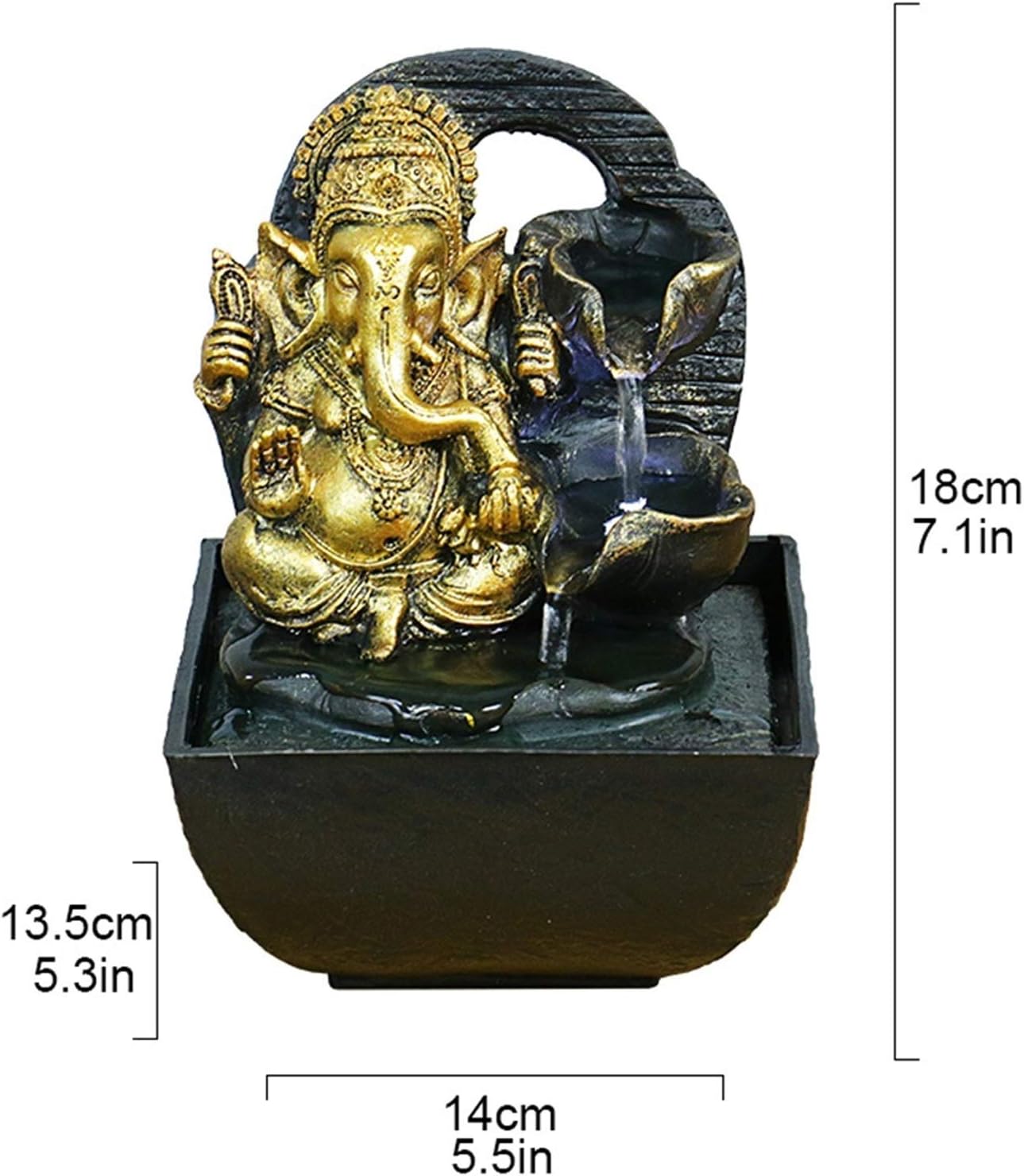 Tabletop Fountain Small Zen Table Fountain Decor Desk Golden Elephant Cascade Fountain, 6.7 "H Desktop Fountain(Color:A)