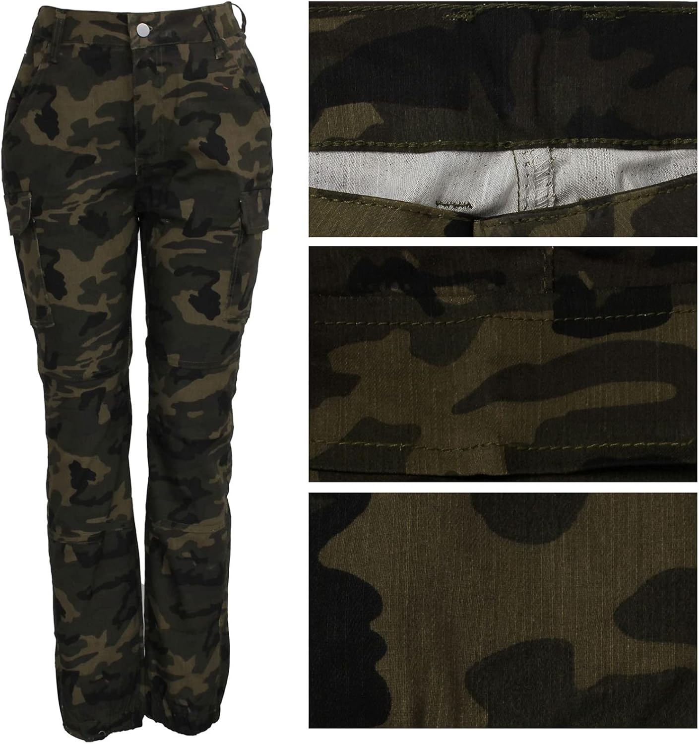 Women's Hiking Cargo Jogger Camo Pants with Pockets High Waisted Slim Casual Outdoor Tapered Combat Works Pants - Image 4