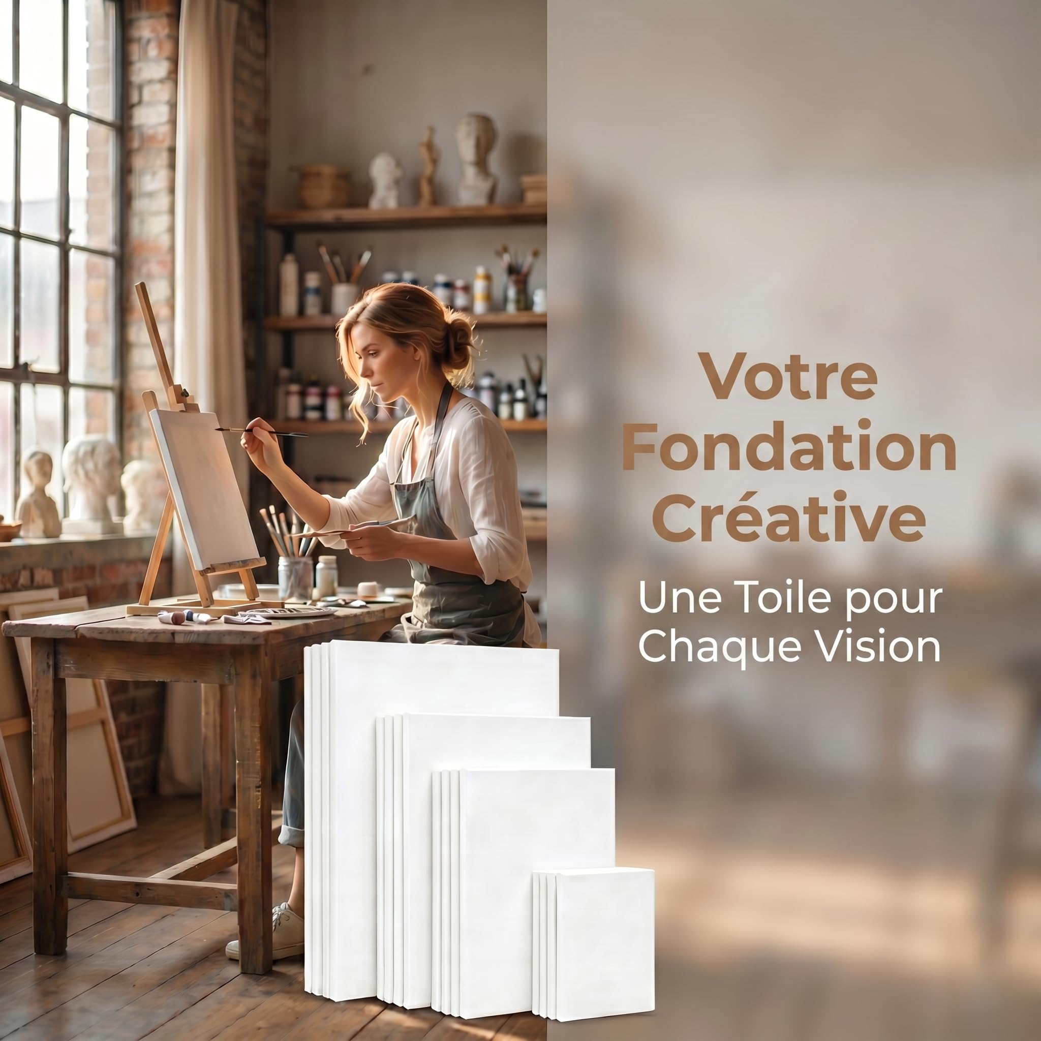 Lot de 16 Toile Peinture, 4 Tailles 10x15/20x25/25x30/30x40cm, 100% Coton Grain Fin, Cadre en Pin Robuste, pour Acrylique, Huile, Gouache, Débutants et Artistes Professionnels