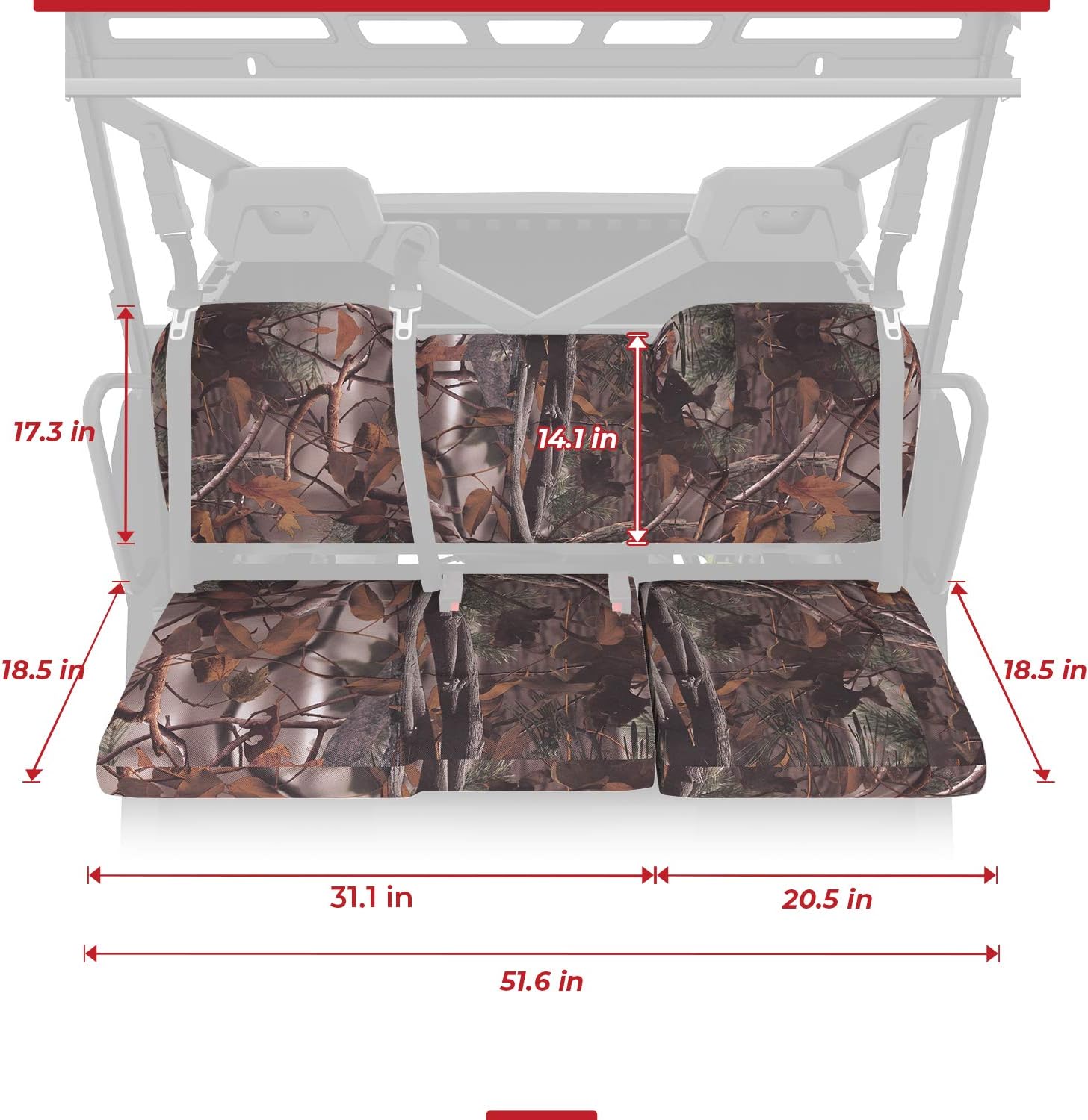 KEMIMOTO Seat Covers, Hunting Camo UTV Seat Cover Set Compatible with Polaris Ranger XP 1000/ Crew XP 1000 2018-2022 2023 Full-Size Split Bench Seat Covers (Crew Fits Front Seat Only) : Automotive