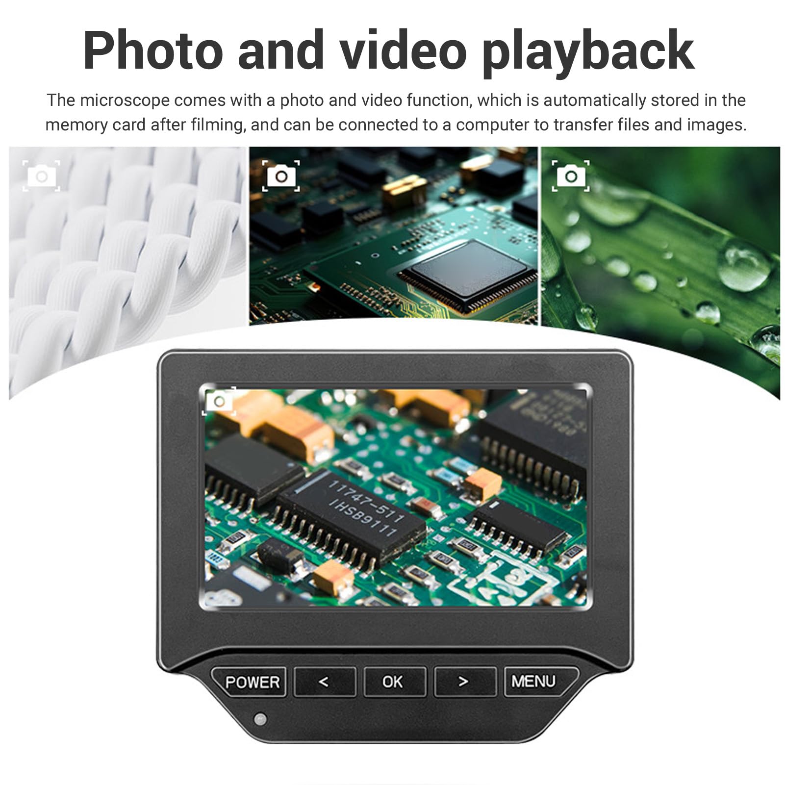 Asixxsix Microscopio Digitale con Ingrandimento 1000x, 6 Luci a LED Regolabili, Schermo LCD da 4,3 Pollici, Vista PC, per Insegnamento di Riparazione Elettronica di Identificazione
