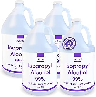 Volu-Sol Isopropyl Alcohol 99% (Isopropanol) - High Purity, USP | Kosher Grade IPA for Medical, Lab Equipment & Electronics, Clear Bottle, 4 Gallons (128 oz) (16 Quarts)