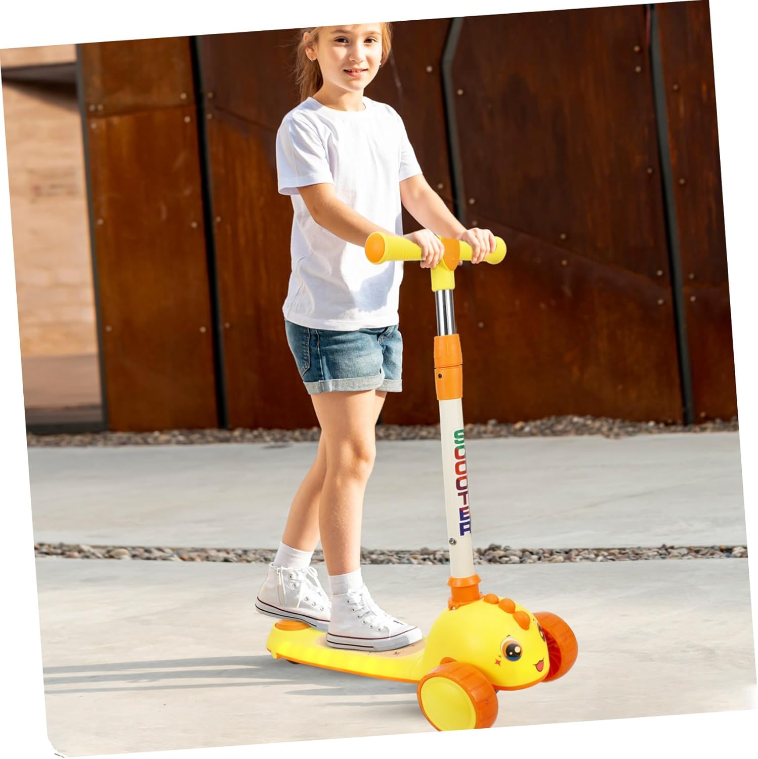 BESPORTBLE Adjustable Kick Scooter for Ages with Foldable Design Light-up LED Wheels Sturdy Outdoor Ride Balance and Coordination Development