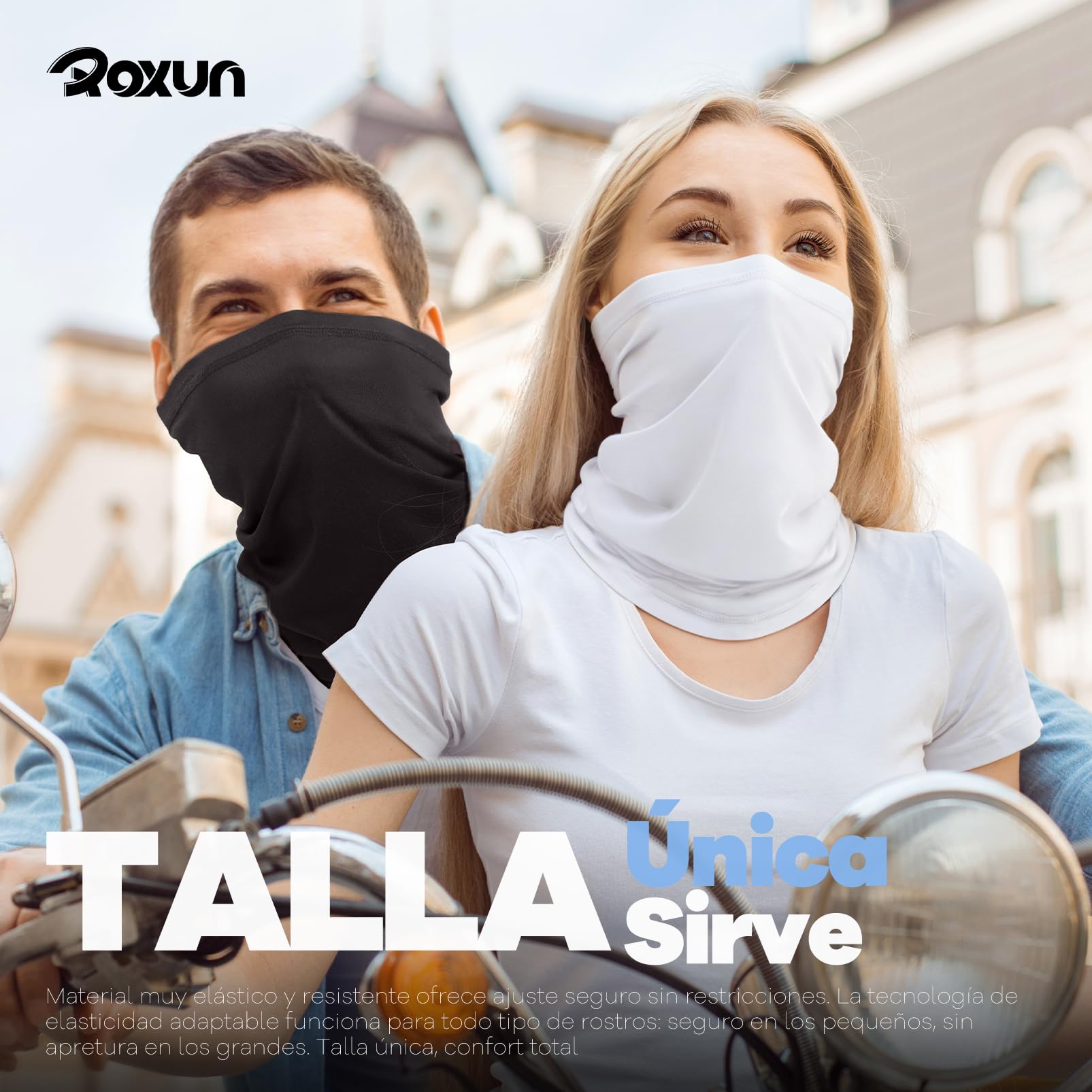 ROXUN 4 Piezas Braga de Cuello, Bandana Transpirable Refrescante Protección UV, Bufanda Multifuncional para Hombre y Mujer, Ideal para Moto y Verano