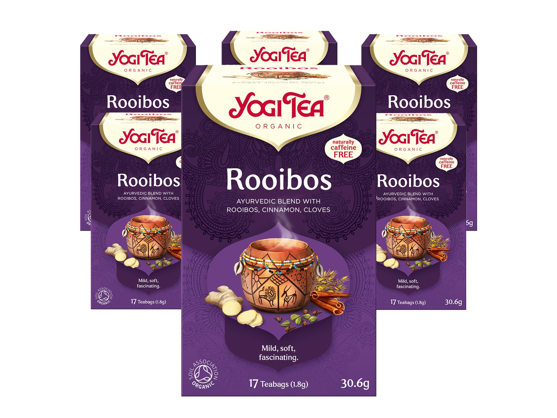 Yogi Tea, Rooibos, Organic Spice and Herbal Tea, Caffeine Free, Blend of Rooibos, Cinnamon and Cloves, 6 Packs x 17 Tea Bags (102 Teabags Total)