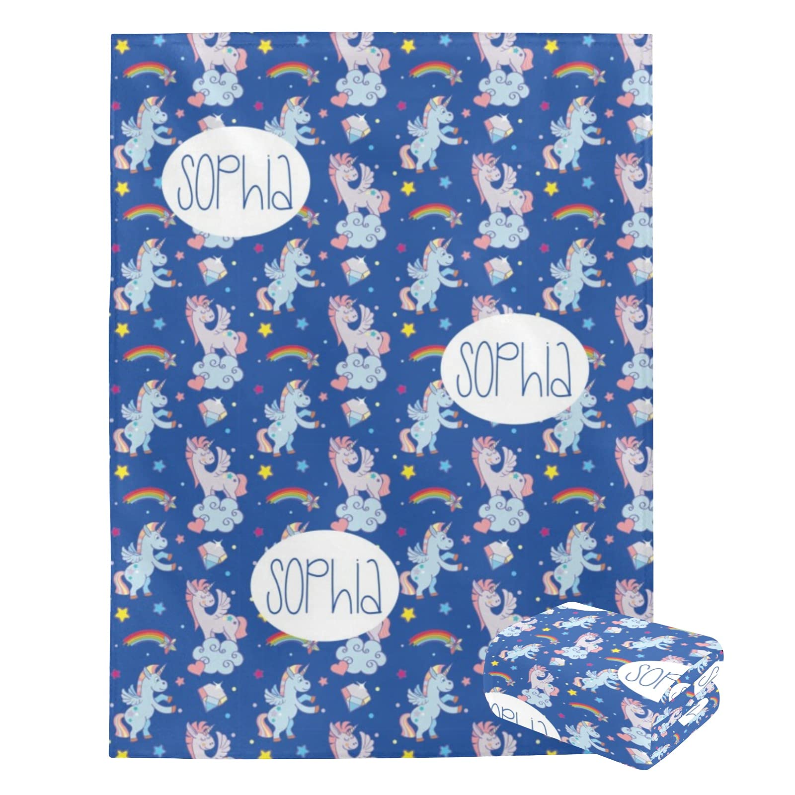 Custom Kids Blanket,Pink Unicorn Blanket for Girls,Personalized Unicorn Blanket for Kids (Unicorn 12, 30