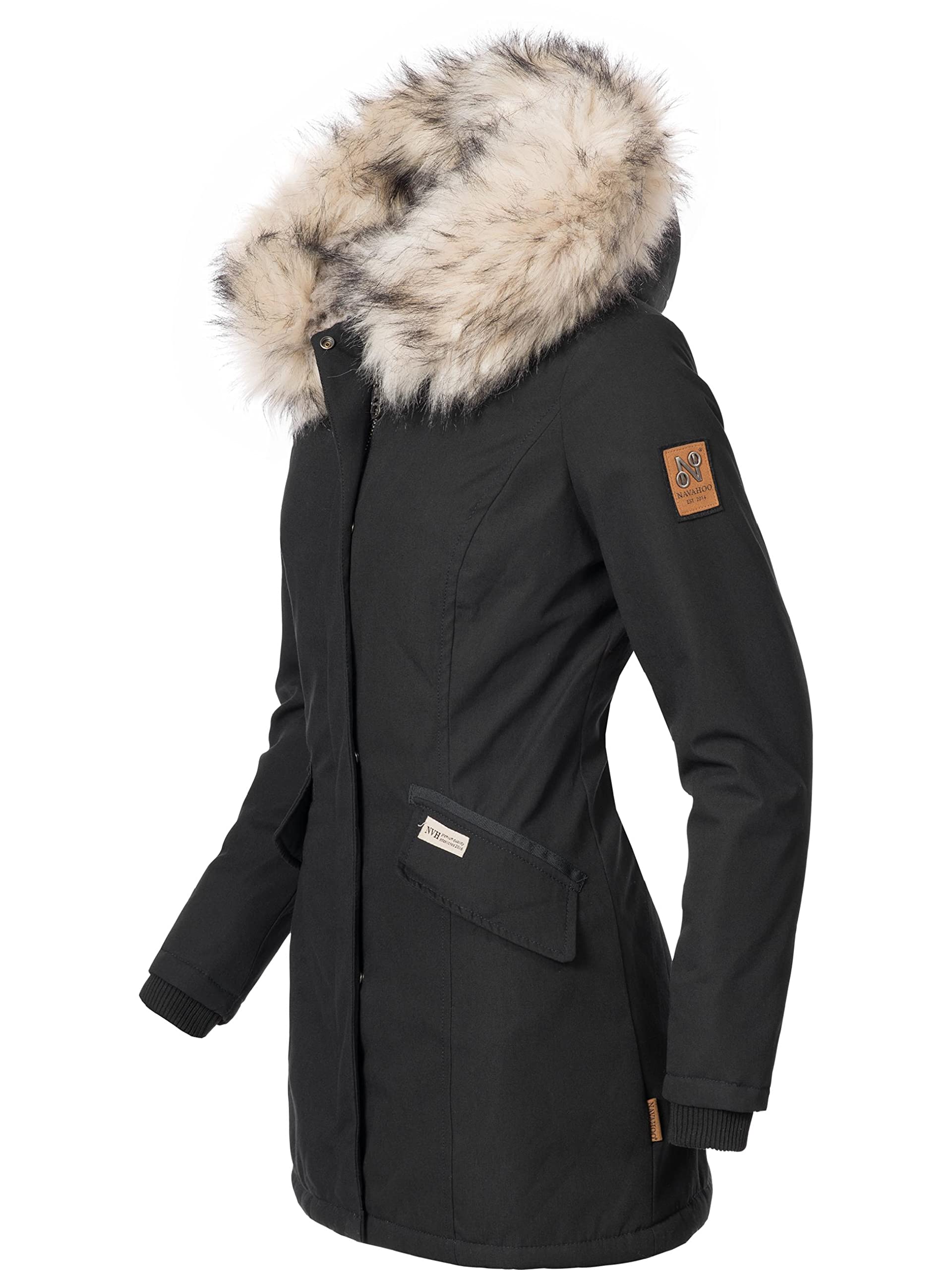 Navahoo Abrigo corto de invierno para mujer con capucha Cristal XS-XXL