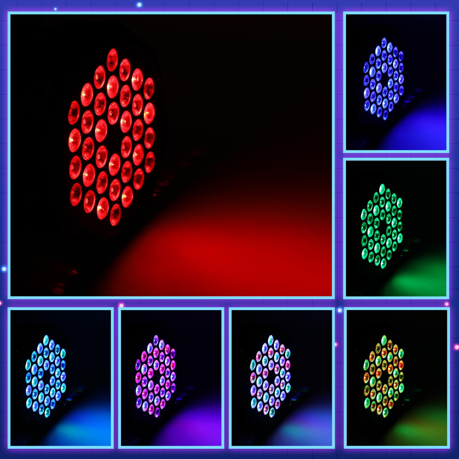 Handepo 20 Stück 36 LED Par Lights DJ Bühnenlicht 7 K Parbeleuchtung für Bühne mit Fernbedienung und DMX Steuerung Sound aktivierte Uplights Party Lichter für Weihnachten Musik Party Disco