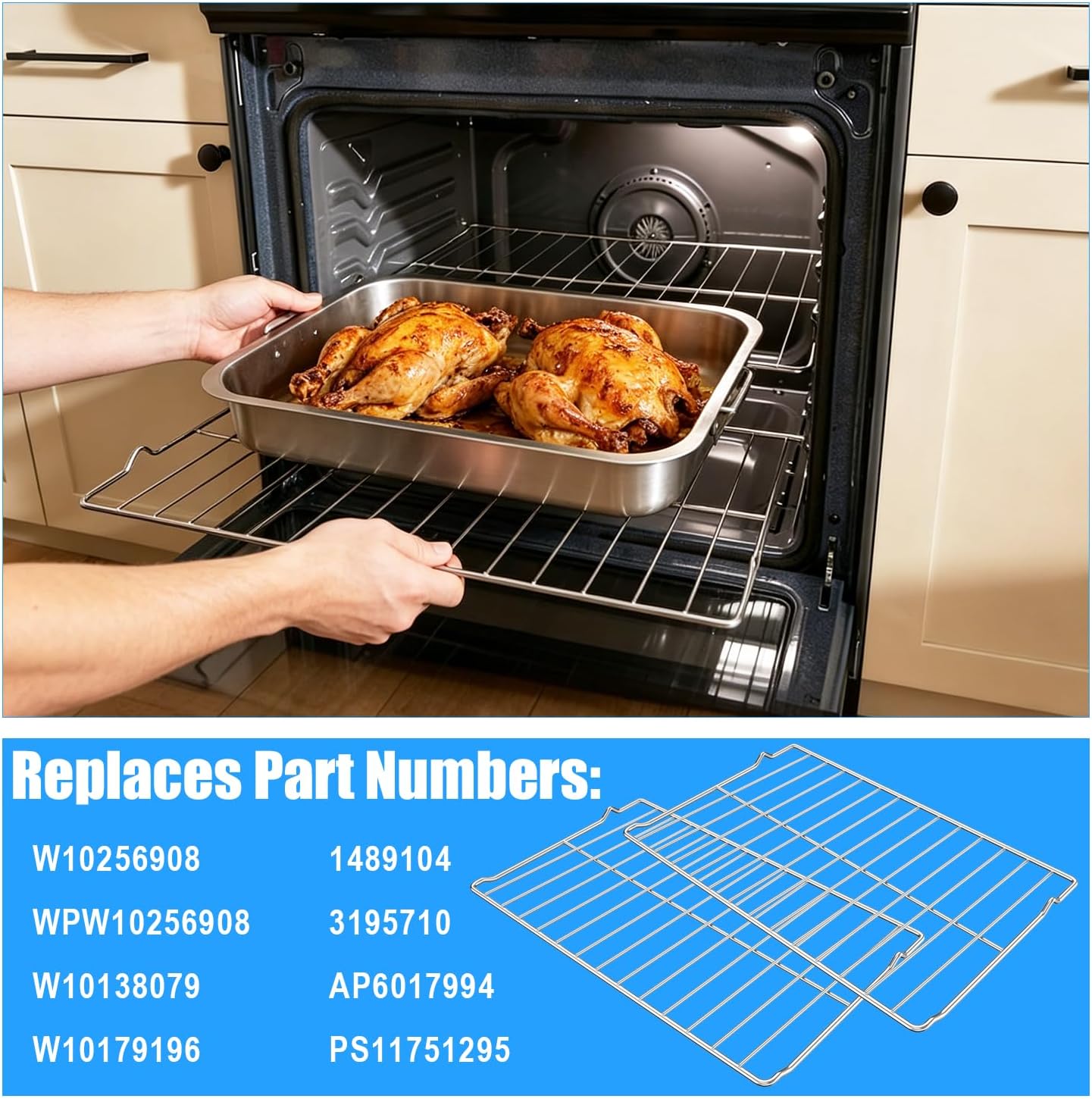 Upgraded W10256908 Oven Rack Replacement For Whirlpool Heavy Duty Oven Racks,Stainless Steel WPW10256908 W10179196 Whirlpool Gallery Oven Rack Flat Grill Shelf，24 x 15.7