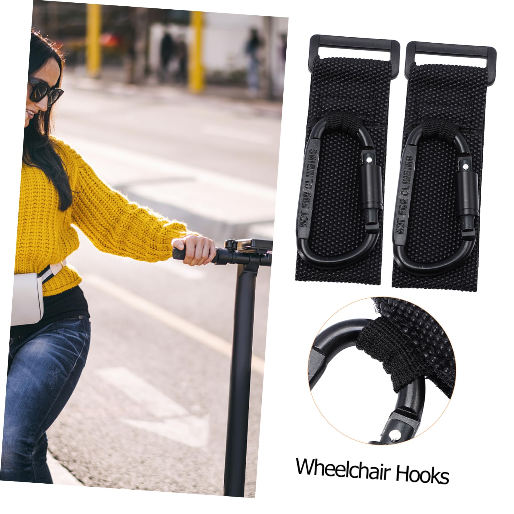 Yardwe 16 Piezas Gancho para Cochecito Soporte Multiusos para Bolsa y Carrito de Colgador Resistente Compatible con Cochecitos y Motos Fácil Instalación sin Perforación Negro