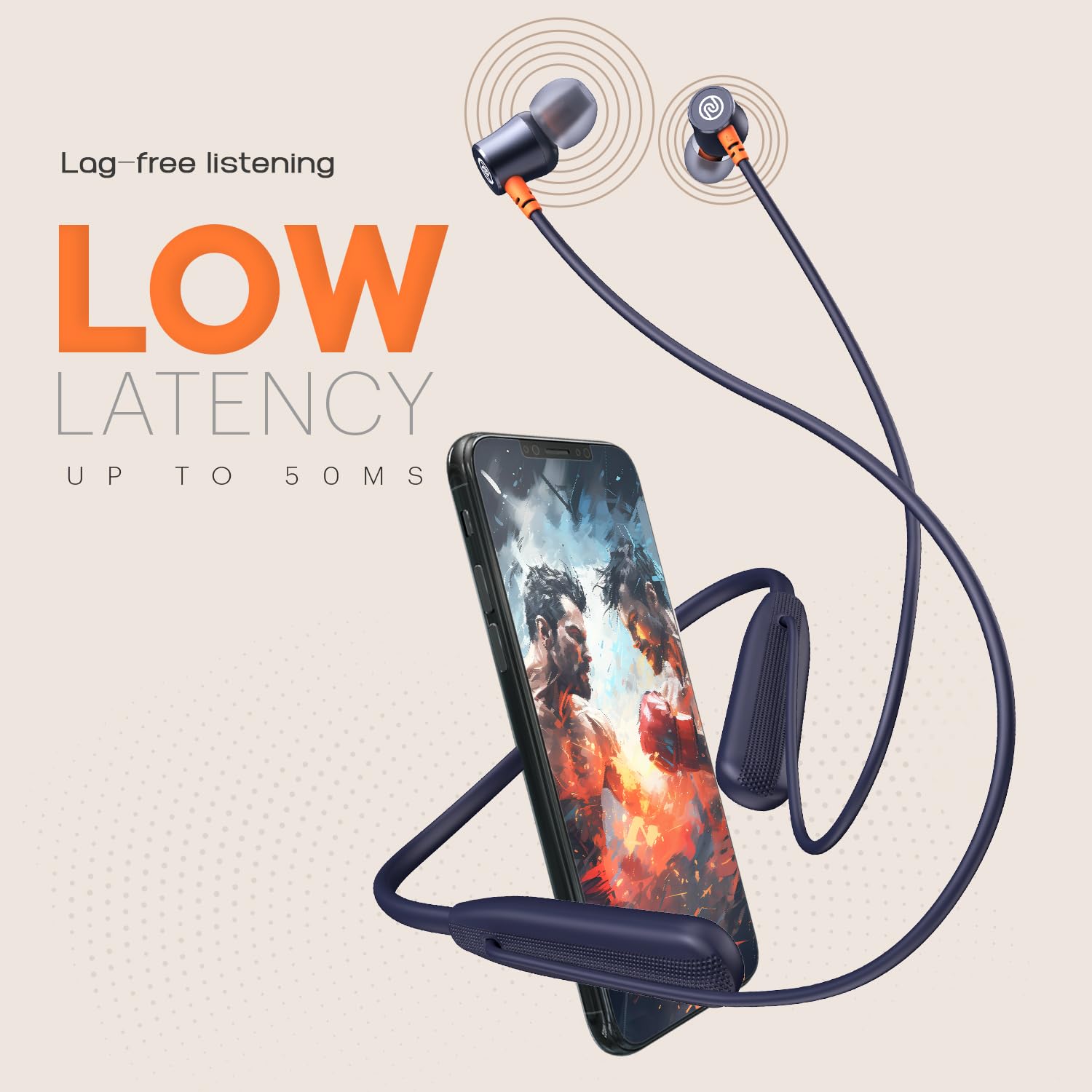 Noise Airwave Bluetooth in Ear Neckband with 50H of Playtime, 3 EQ Modes, ENC for Calling, Low Latency(Upto 50ms), 10mm Driver, BT v5.3(Midnight Blue) — Amazon image 7