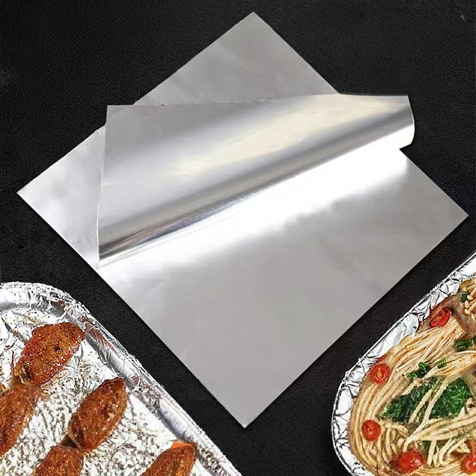 1000 Hojas de Papel Aluminio Extrarresistente para Envolver Alimentos, Perritos Calientes y Sándwiches – Almacenamiento, Horneado, Catering, Restaurante y Cocina(Size:15μm*20CM*20CM)