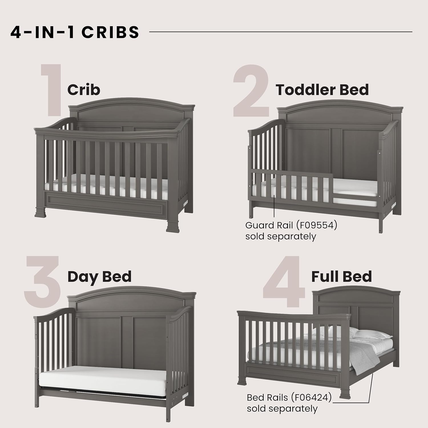 Child Craft Westgate Crib, Double Dresser, and Chest Nursery Set, 3-Piece, Includes 4-in-1 Convertible Crib, Dresser, and Chest (Chelsea Gray)