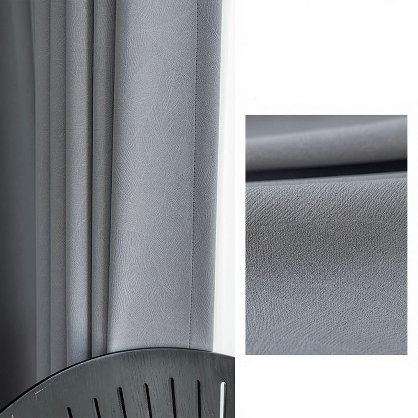 Rideaux Chambre Adulte, Rideau Occultant Chambre Couleur Unie avec Textures Chenille Gris Foncé 86L x 214H CM Lot de 2