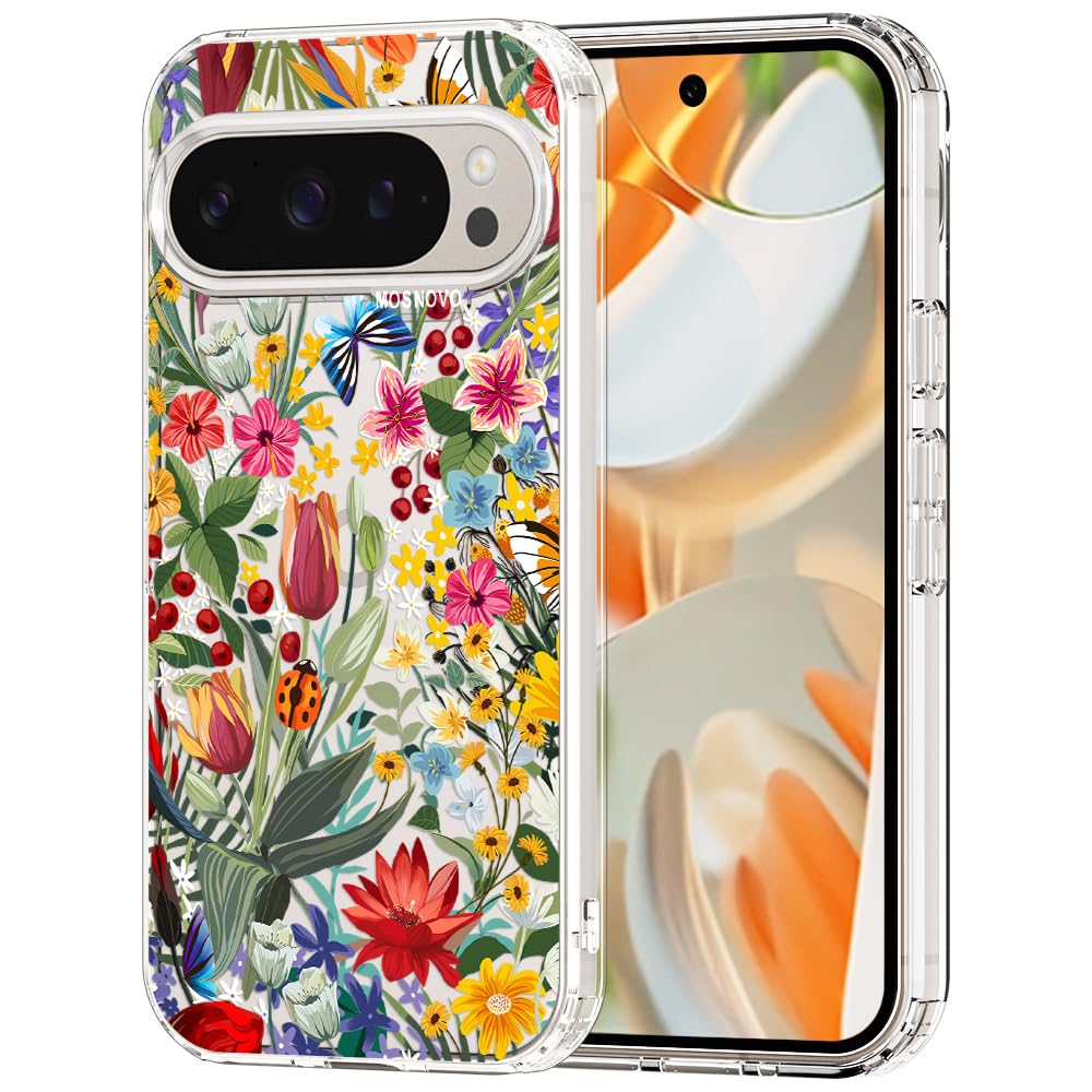 MOSNOVO Case for Google Pixel 9 & Pixel 9 Pro, [Buffertech 6.6ft Military-Grade Drop Protection] [Anti Peel Off Tech] Clear TPU Bumper Phone Case Cover Design - Great Wave — view 75