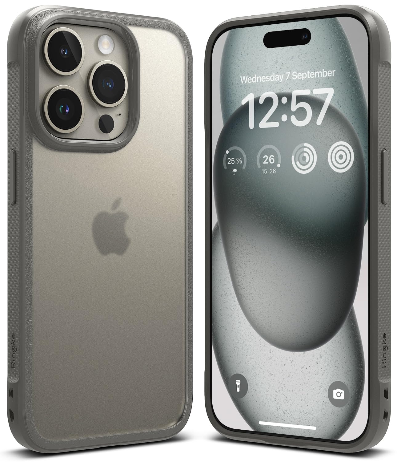 Fusion Bold for iPhone 15 Pro Max Case, Textured Sides for Grip, Anti-Yellowing Technology, Frosted Clear Back Resists Smudges - Matte Gray