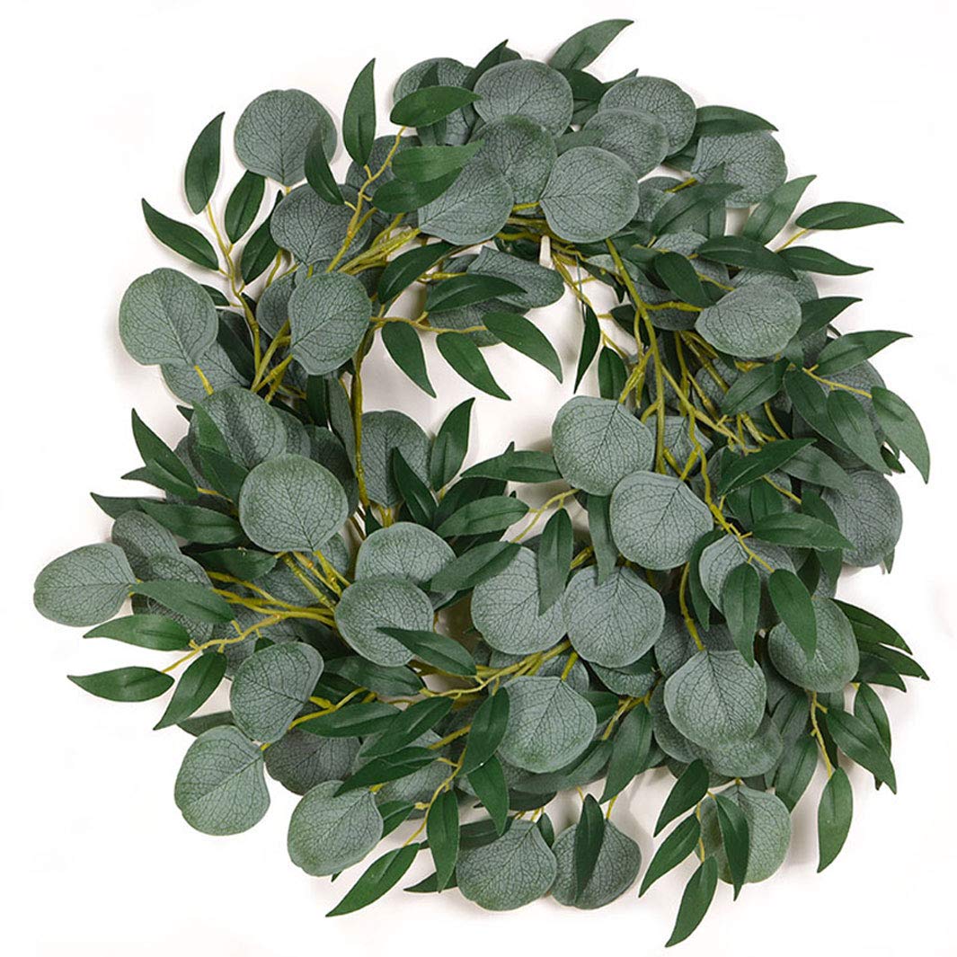 COSCHANO 2 Pack Artificial Eucalyptus and Willow Leaves Garland