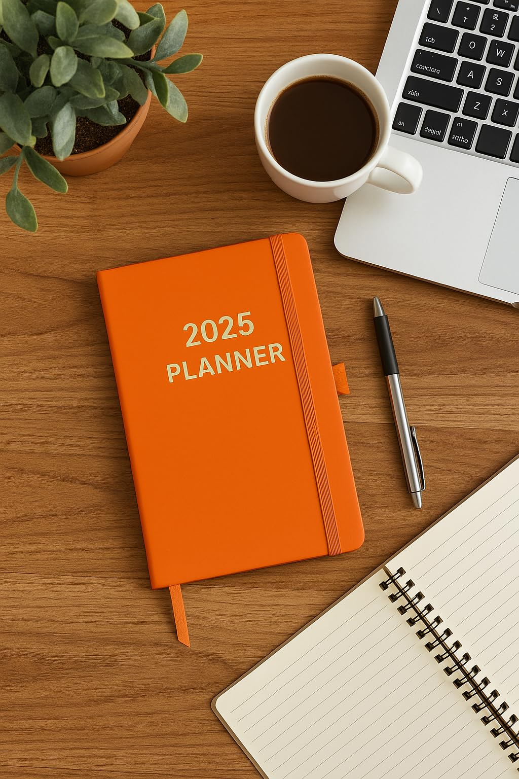 Top Sale A5 Day to Page 2025 Diary Soft PU Cover Orange - Image 3