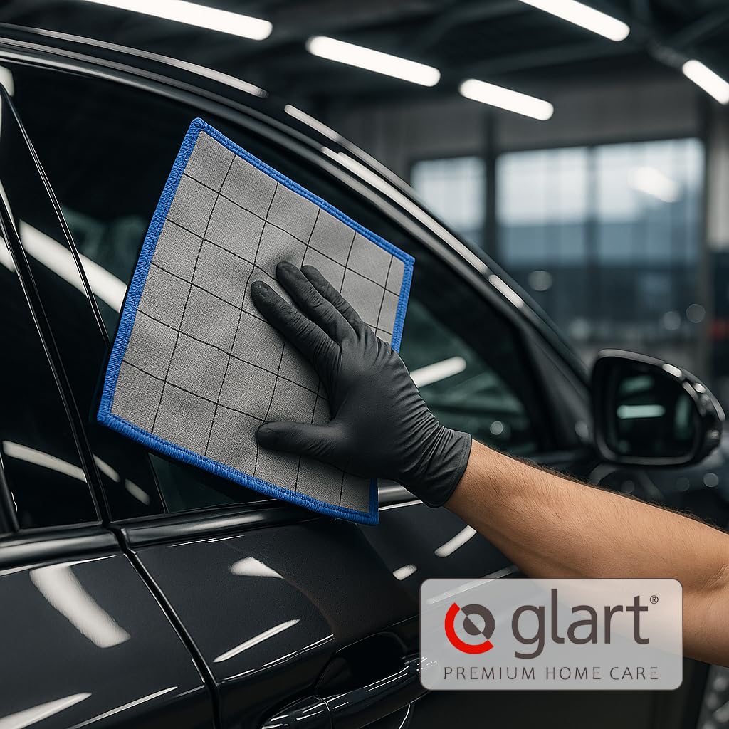 Glart 44C4R - 4 panni in carbonio, per la pulizia delle finestre, in carbonio, per auto, in microfibra, senza strisce e strisce, senza pelucchi, 50 x 40 cm, 400 g/m²