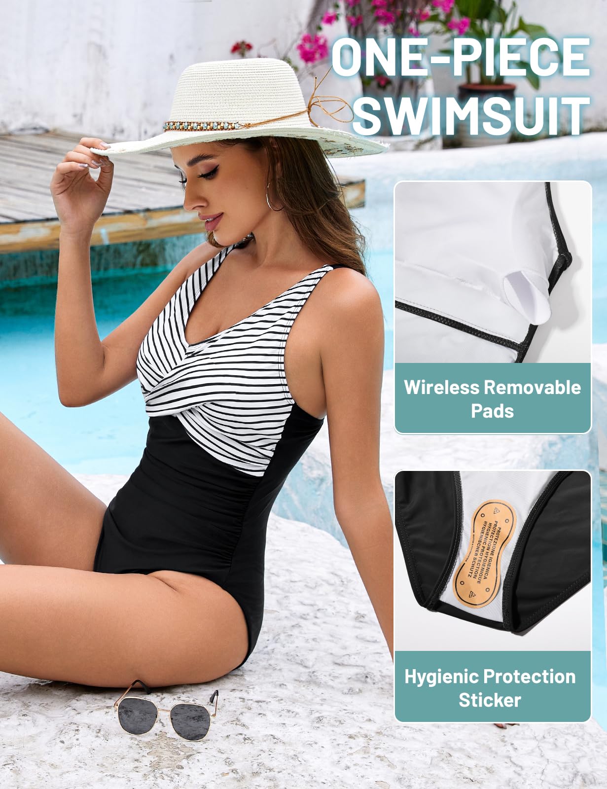UMIPUBO Costume da Bagno Intero Donna Sexy Scollo a V Costumi da Mare Interi Curvy Push Up Imbottito Reggiseno Bikini Controllo della Pancia Cross Costumi Un Pezzo Spiaggia Beachwear
