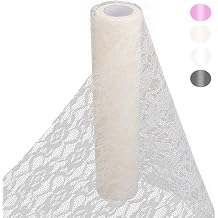 lace roll 12 in 72Ft for Wedding lace Table Runners Ivory White Chair sash Bow DIY Party Art Craft Decorate