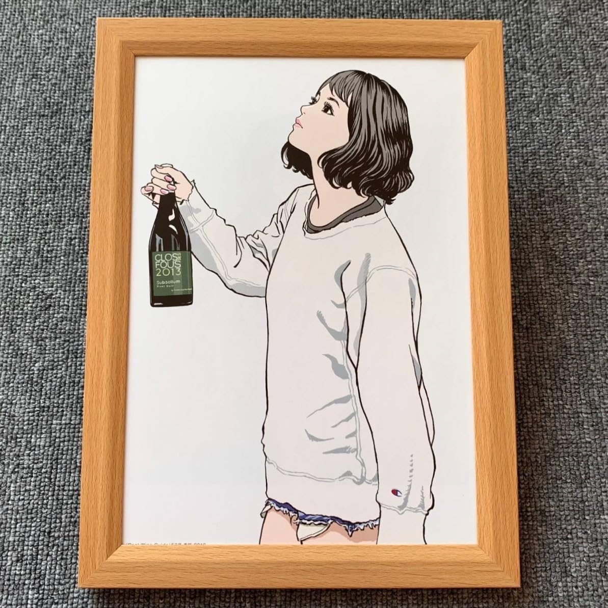 Amazon.co.jp: □江口寿史『ワインボトルと美女 K』B5サイズ 額入り