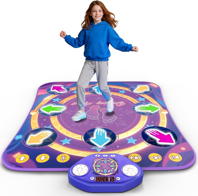 Electronic Dance Mats with LED Light & Wireless Bluetooth for Girls 4-8