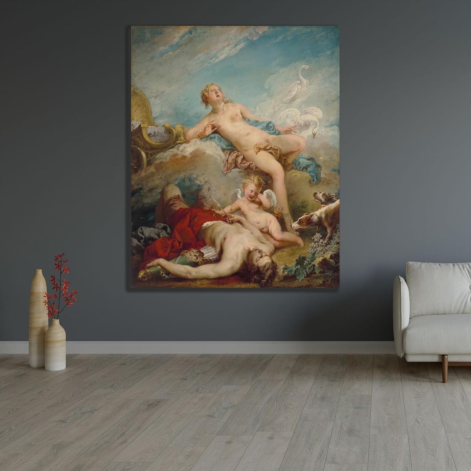 ArtDirect Venus discovering the dead Adonis Custom Framed Art Print Giclee Print or Canvas Options with Various Sizes and Customization by François Boucher