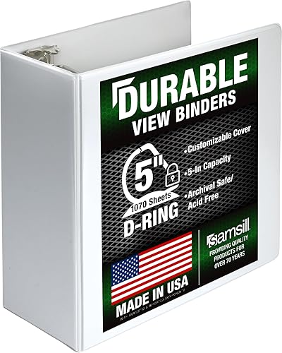 Samsill Classeur durable de 12,7 cm, fabriqué aux États-Unis, classeur à anneaux
