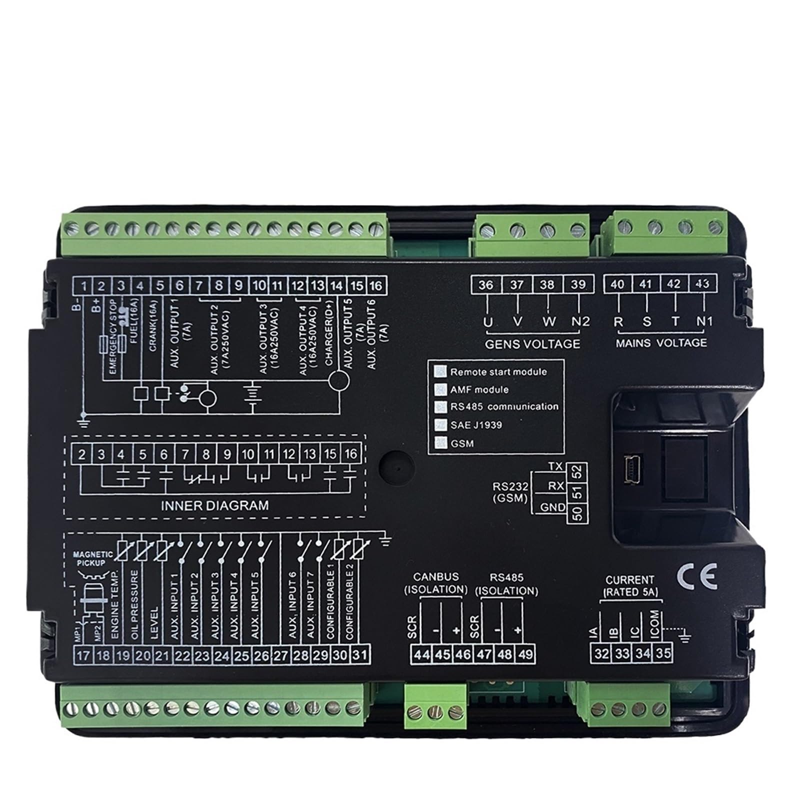 HGM7220CAN magistrala generacyjna, automatyczne uruchamianie i wyłączanie, sterownik, moduł sterujący LCD, panel, płytka drukowana, generator diesla Pa