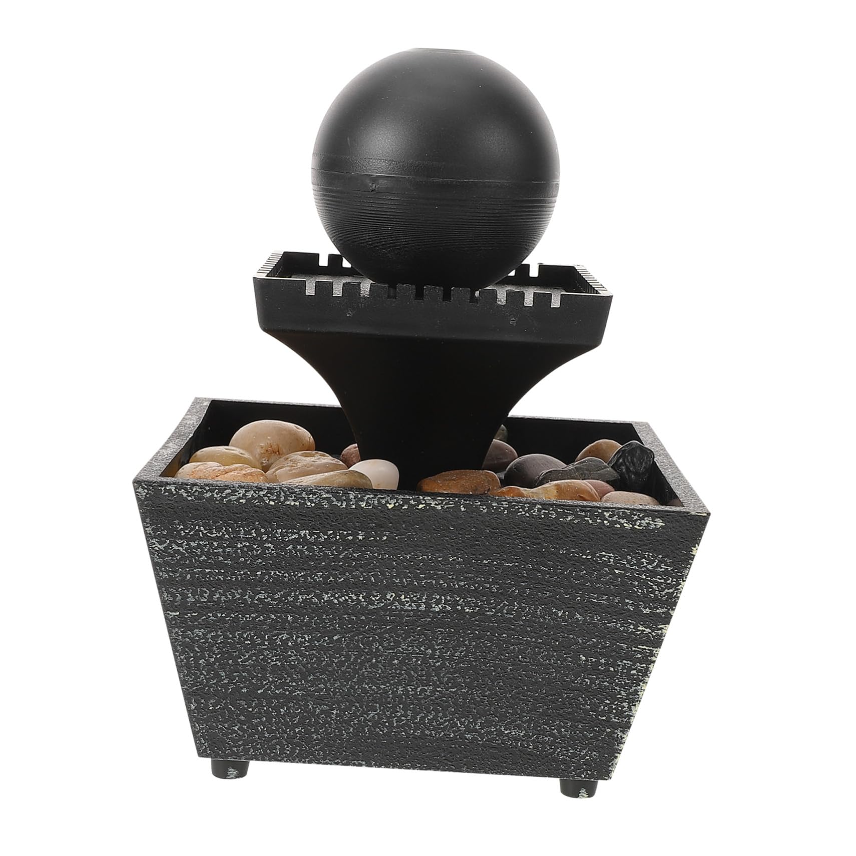 Fuente Decorativa de Agua de Mesa en Resina Negra Estilo Chino Pack de 2 Piezas Pequeña Fuente Zen para Decoración de Oficina y Hogar