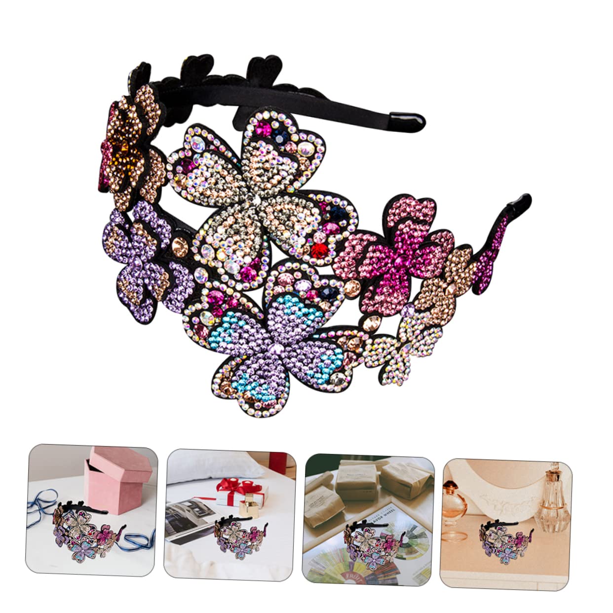 Ipetboom 4pezzi Cerchietto Flapper Vintage Per Donne Accessorio Per Matrimonio Prom e Natale Tieni Posto e Occasione