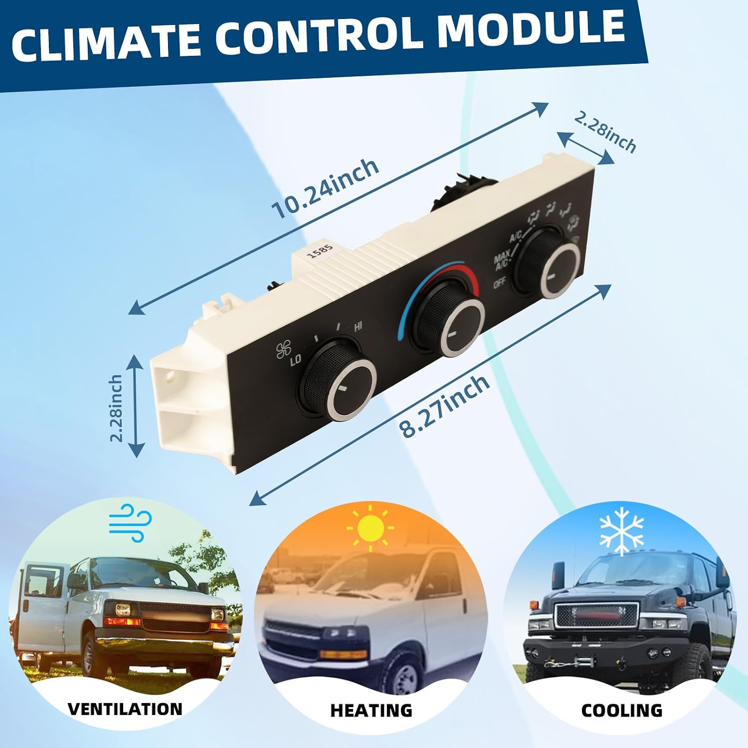 MITZONE Automotive Air Conditioning A/C Heater Climate Control Module Compatible with 1996-2009 Chevy Astro C4500 C5500 C6500 C7500 Kodiak Express 1500 2500 3500 G30 599-217 15073274