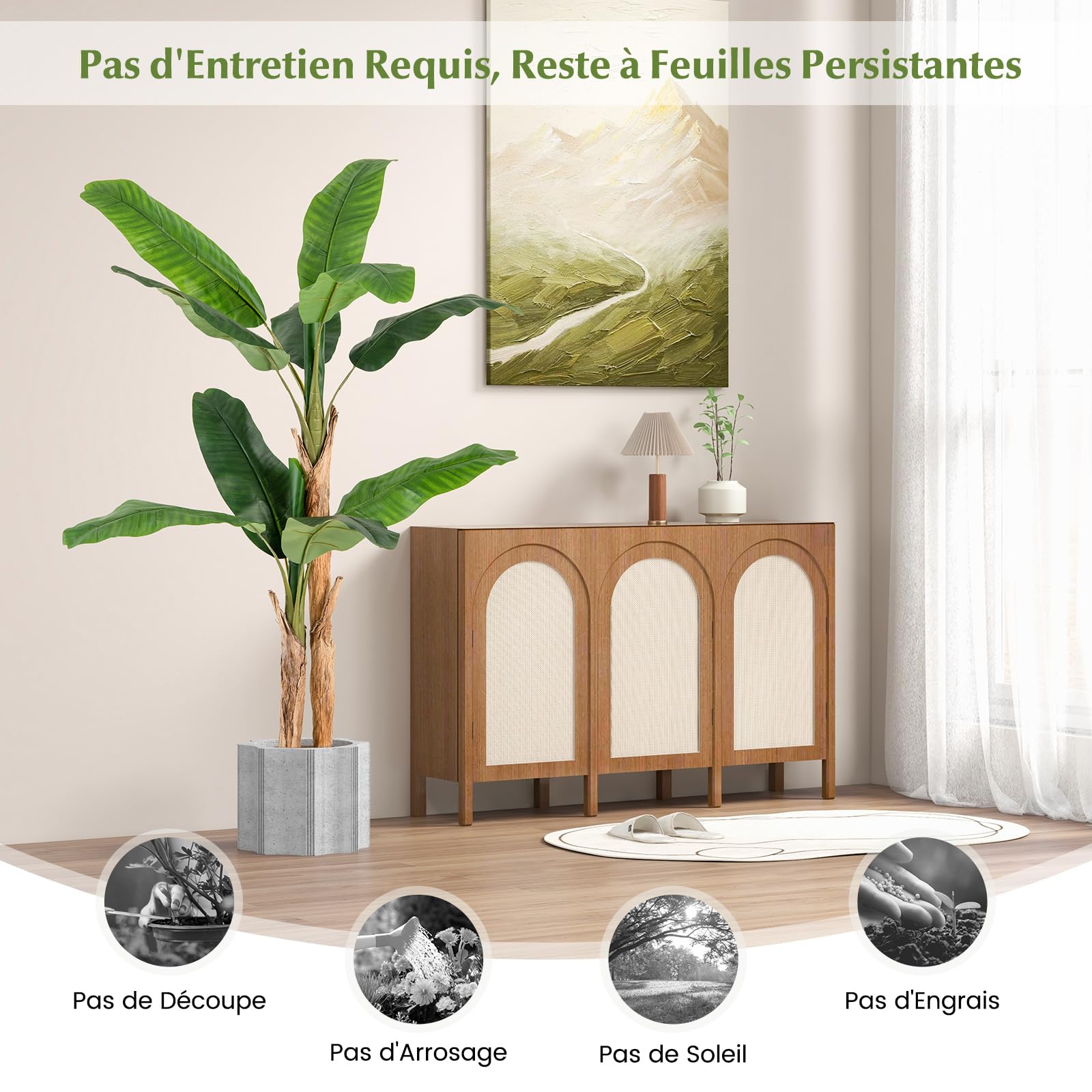 COSTWAY Plante Artificielle Bananier à Tiges Doubles (165 CM)