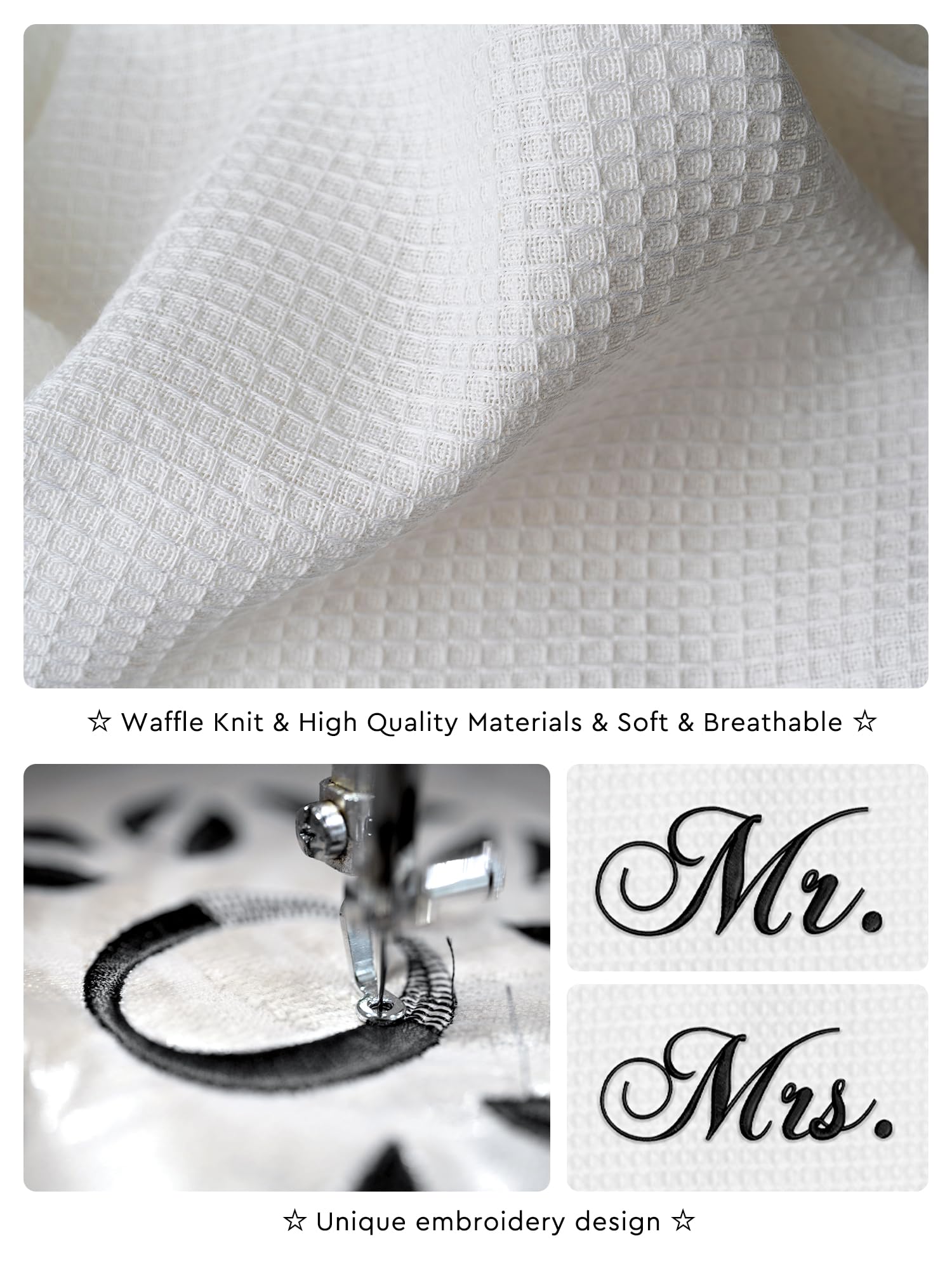 AW BRIDAL Paar Bademantel aus Baumwolle Waffelpikee - Leichte Spa Bademäntel mit Stickerei, Hochzeitsgeschenk für Paare (2 Stück)