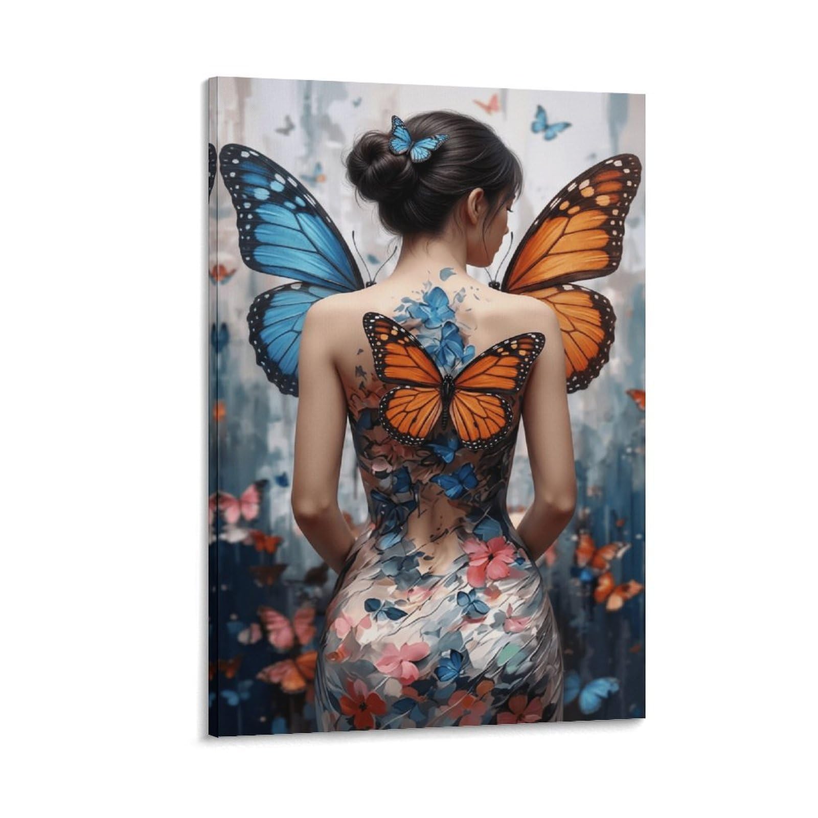 XPASHIQWC Butterfly Woman Poster Artwork Giclee Canvas Prints Modern Wall Art Picture Wall Hanging for Living Room Bedroom Home Decorations 20x30inch(50x75cm)