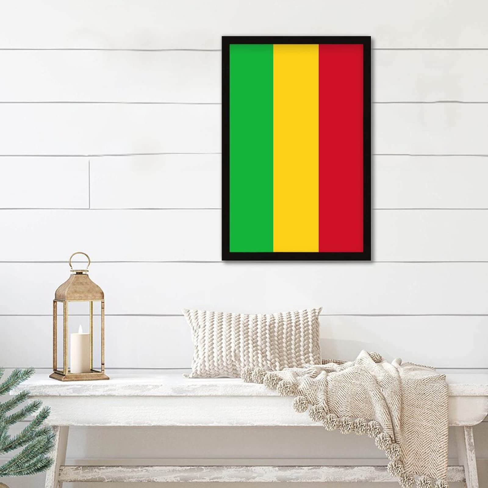 Bandera de Malí enmarcada en madera de 8x12" para salones y oficinas con identidad