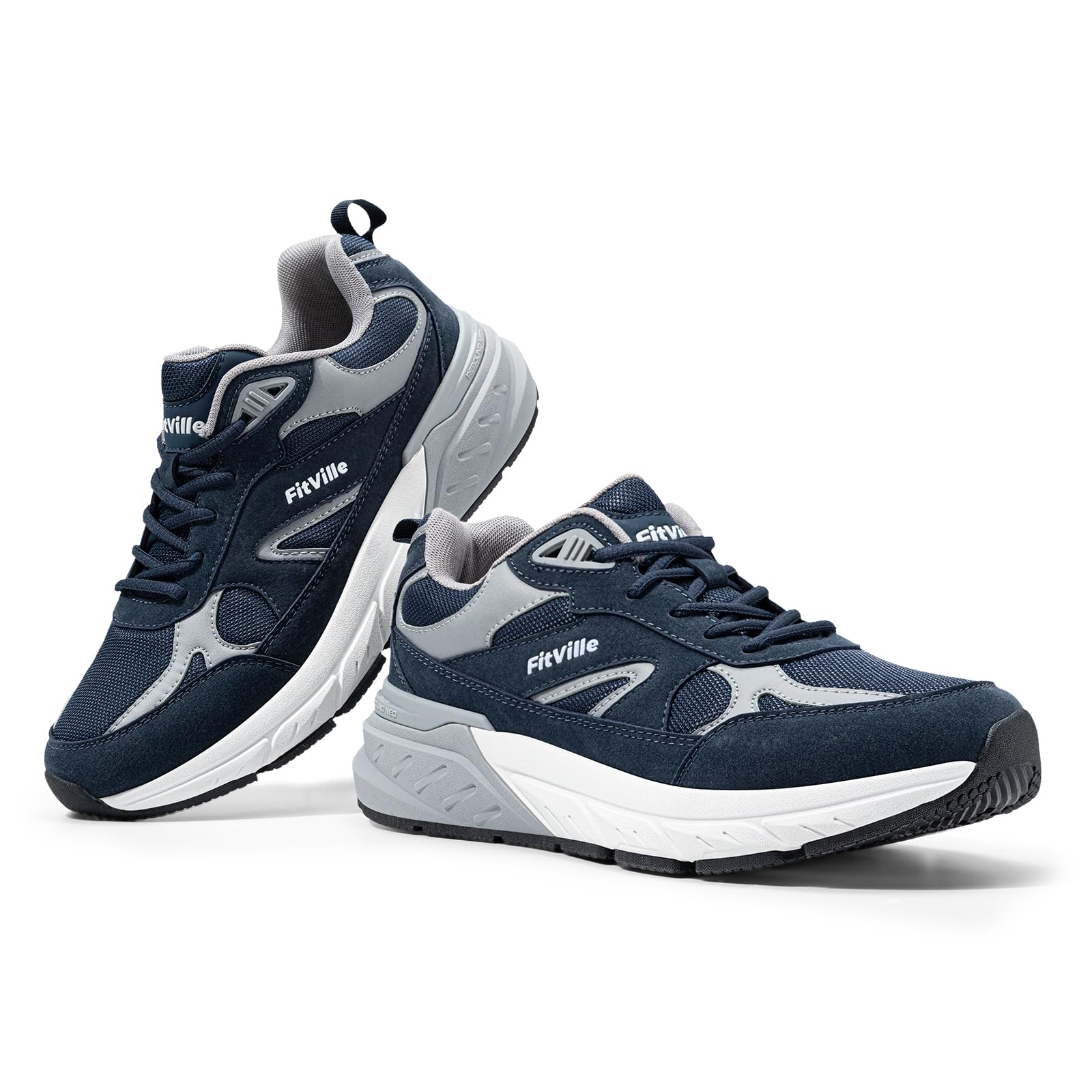 FitVille Zapatillas Extra Ancho Hombre Zapatos Deporte Antideslizantes Sneaker Running Transpirables Caminar