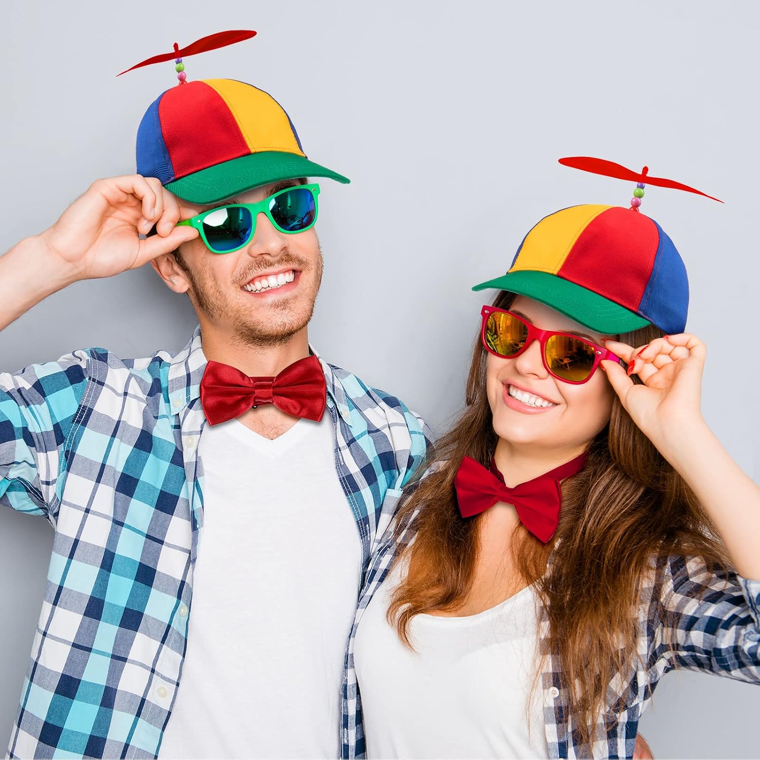 Yahenda Detachable Rainbow Top Clown Propeller Hats Adjustable Elastic Y Back Suspenders for Men Adult Costume Pre Bow Tied