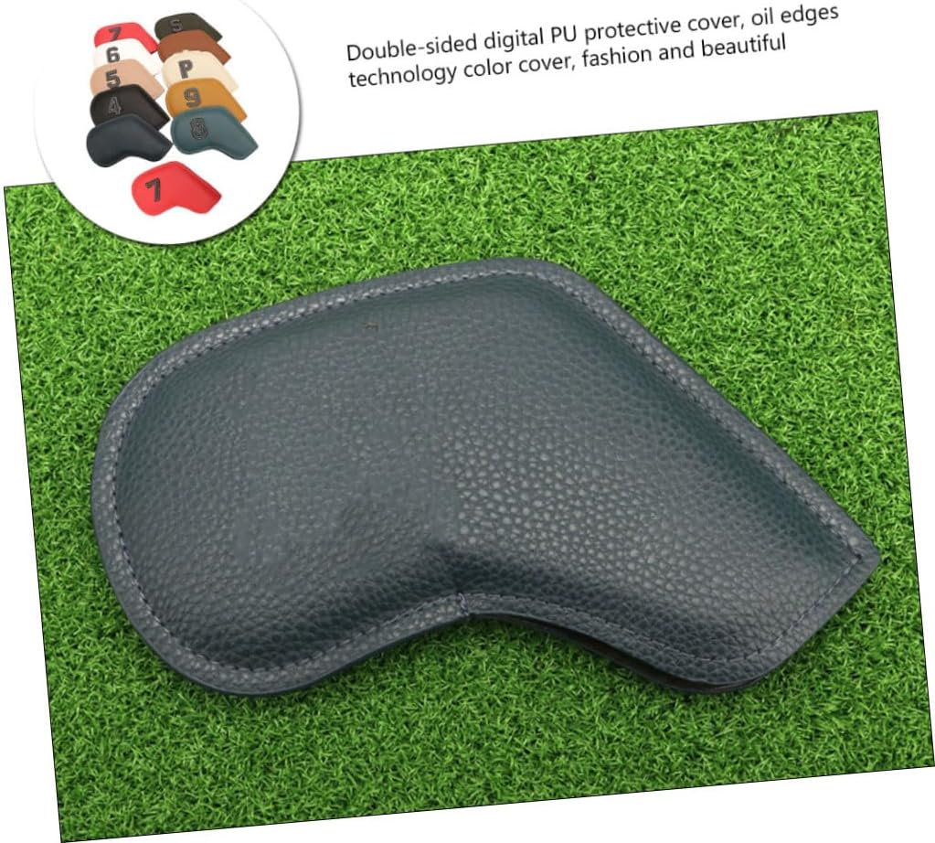 Pu Golf Iron Covers Putter Sleeve Set Double-Sided Numbered Club Caps with Oil-Trim Craft Protective Golf Club Covers
