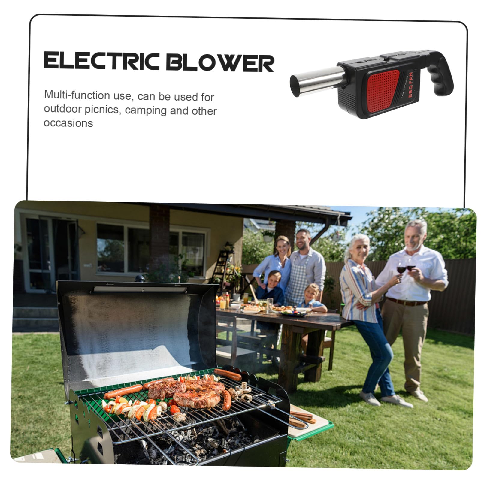 NUOBESTY 2 pezzi Soffiatore Elettrico Portatile per Bbq Batteria Soffiatore Mano per Accensione Fiamma Compatto e Facile da Usare per Picnic Campeggio e Grigliate Outdoor