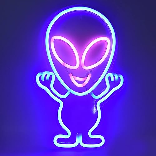 Luz LED de neón alienígena alimentada por USB, lámpara de noche decorativa, regalo innovador para bar en casa, letrero de luces de neón para